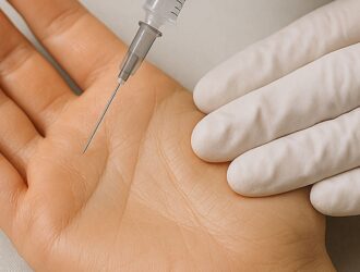 Aplicação de toxina botulínica para suor nas mãos